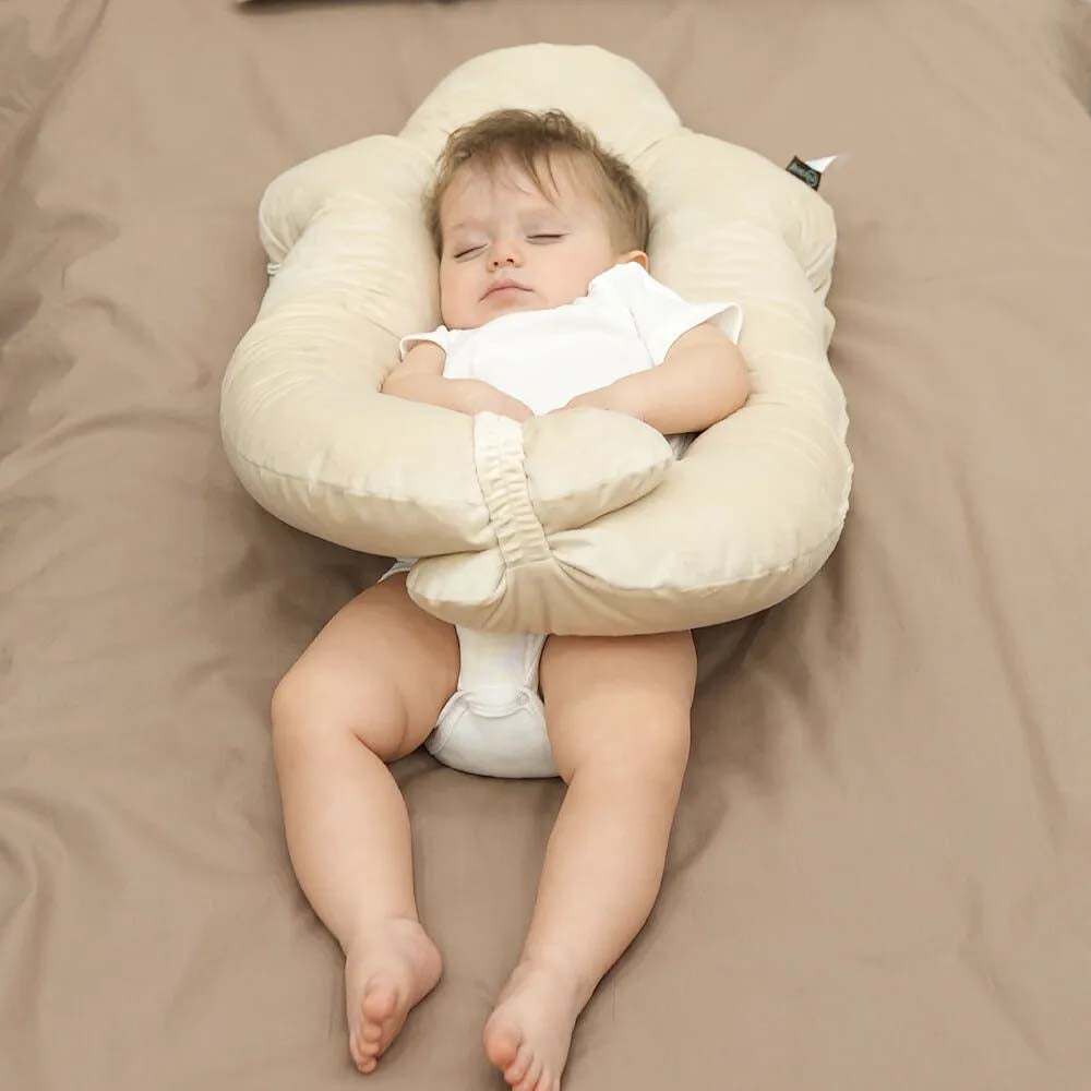 Mordesign 2-in-1 Babykopfstützkissen – Moresleep Serie mit Vox Velvet Stoff - cream