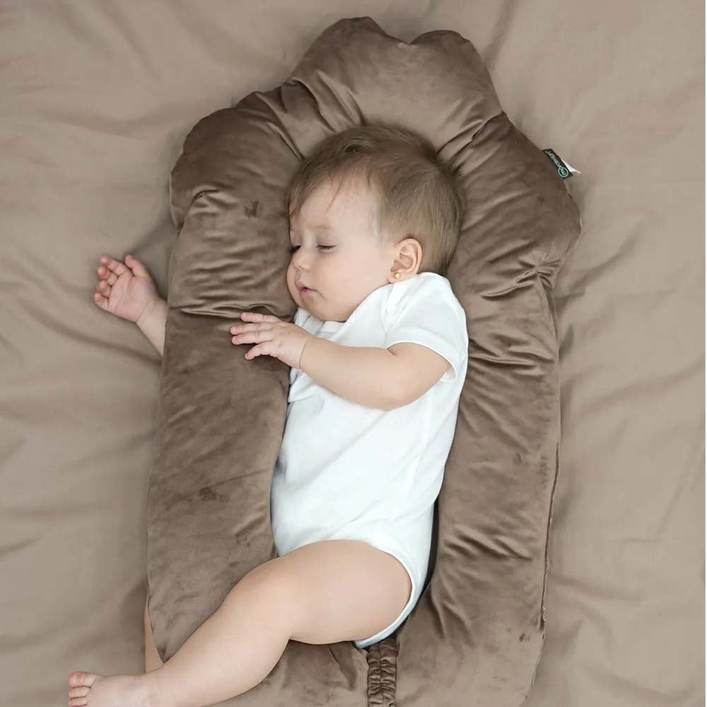 Mordesign 2-in-1 Babykopfstützkissen – Moresleep Serie mit Vox Velvet Stoff - braun