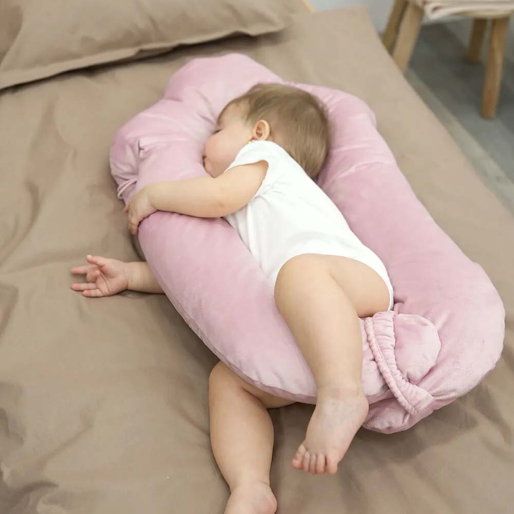 Mordesign 2-in-1 Babykopfstützkissen – Moresleep Serie mit Vox Velvet Stoff - pink