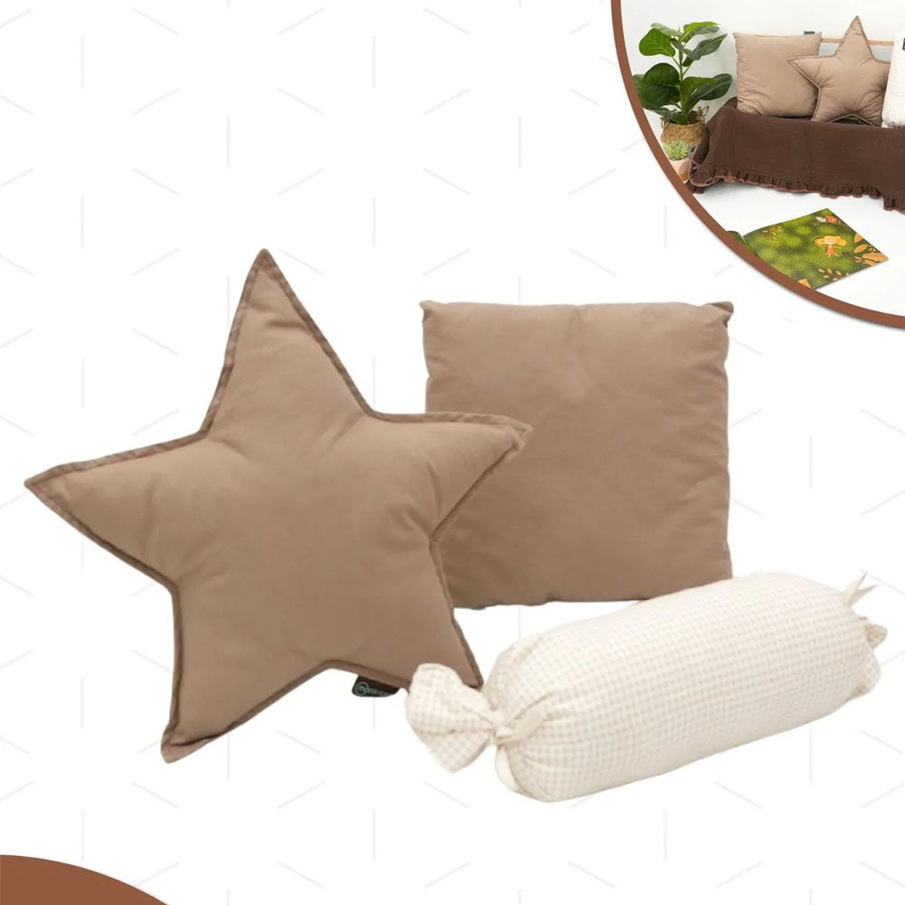 3er Set Babykissen für Spielmatten - cappucino