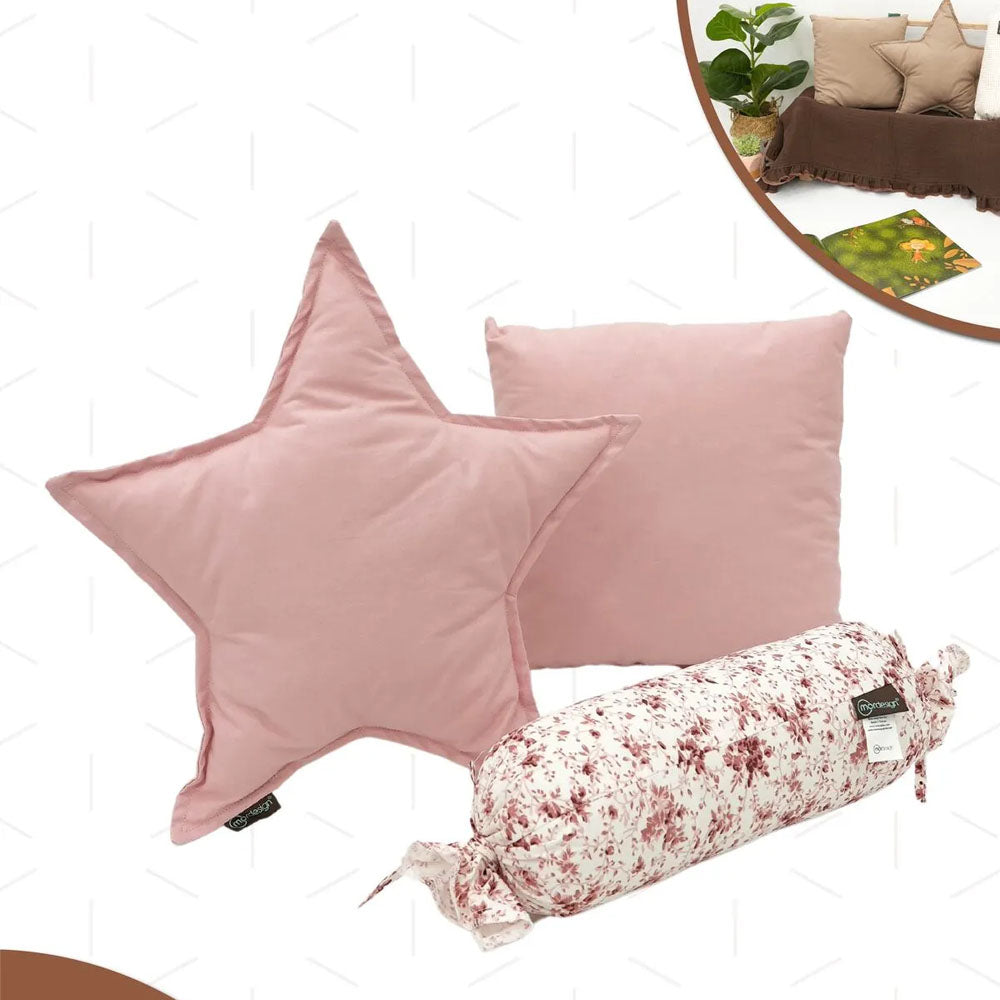 3er Set Babykissen für Spielmatten - pink