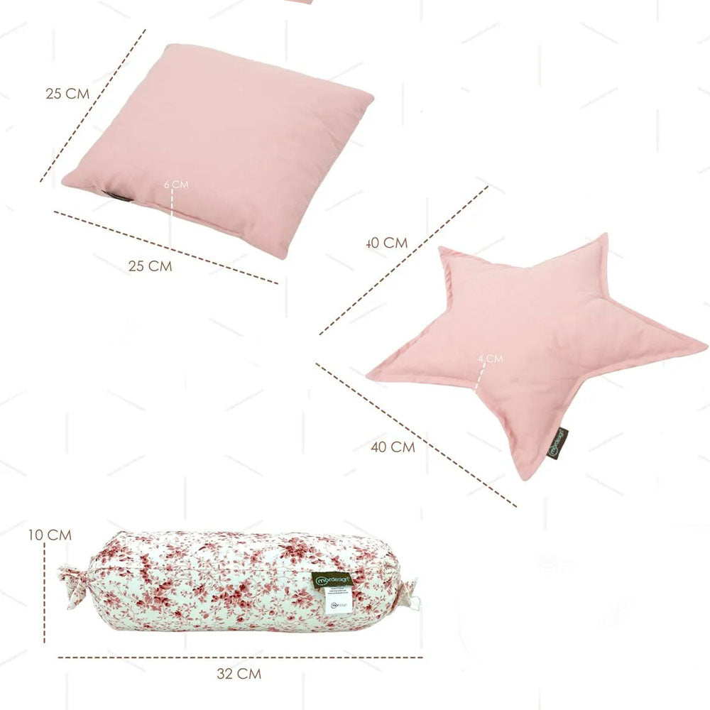 3er Set Babykissen für Spielmatten - pink