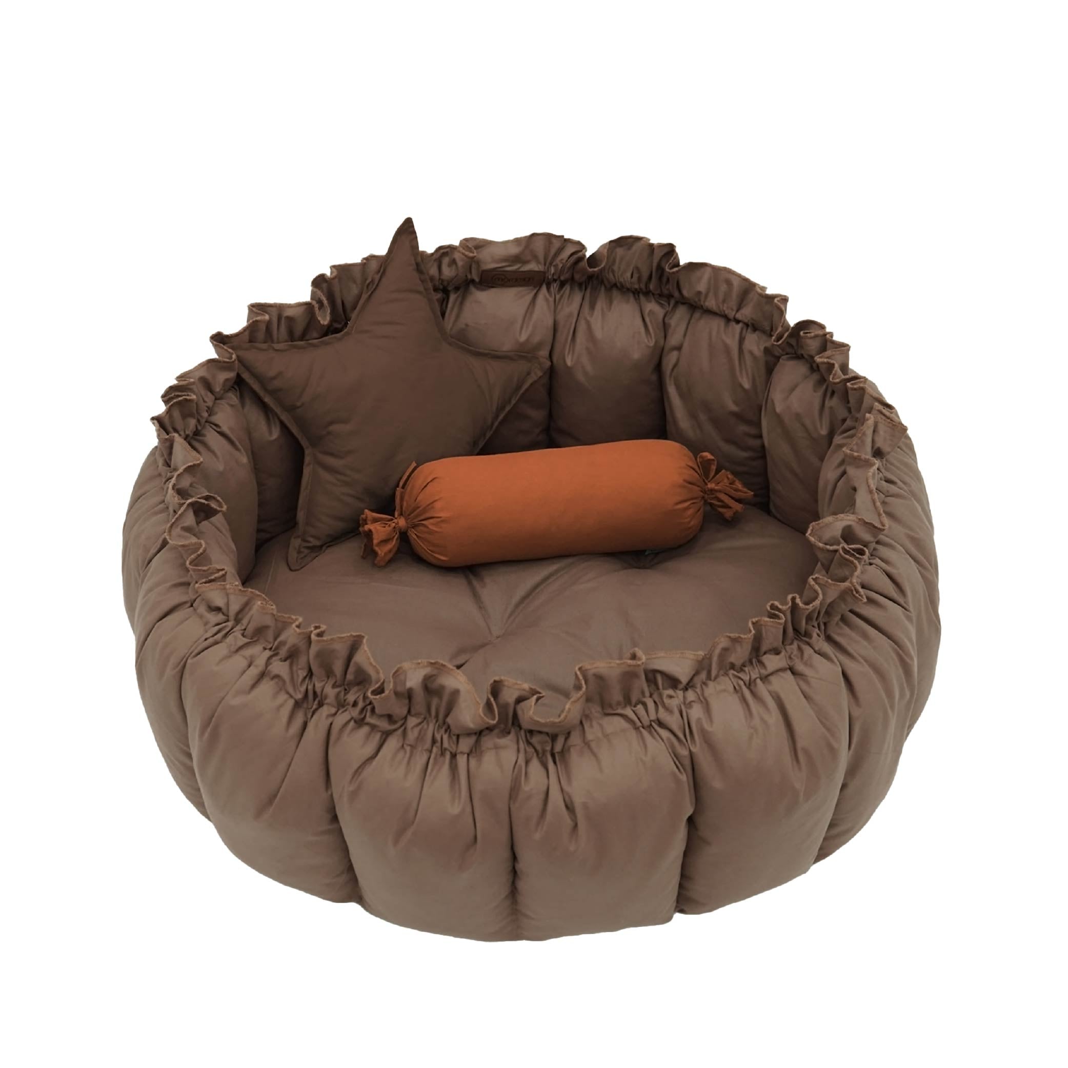 3-in-1 Babynest mit Kissen – Bloom Series | Nest, Spielmatte & Kuschelplatz - braun
