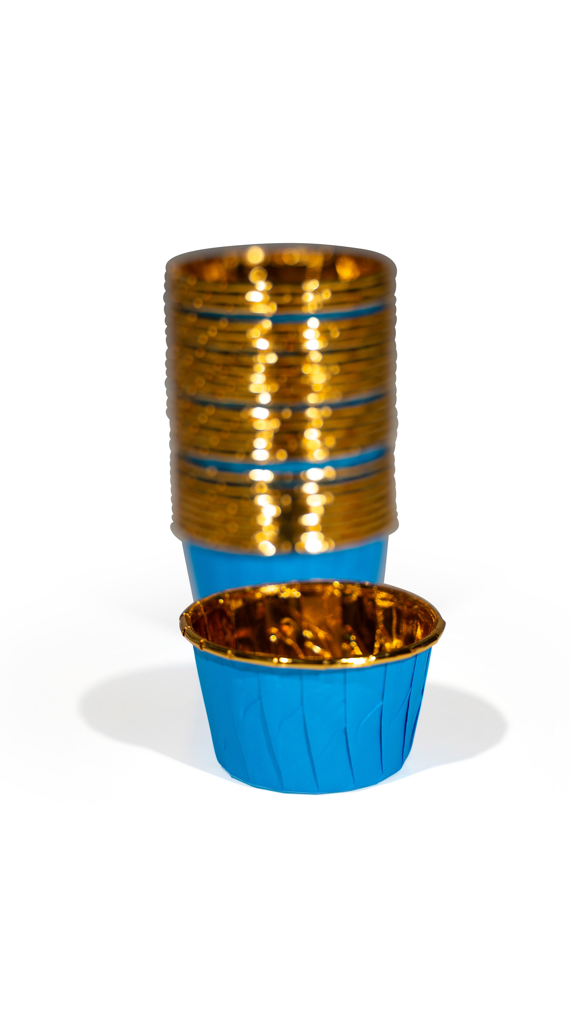 Cupcake Becher für Party 25er Set blau-Gold