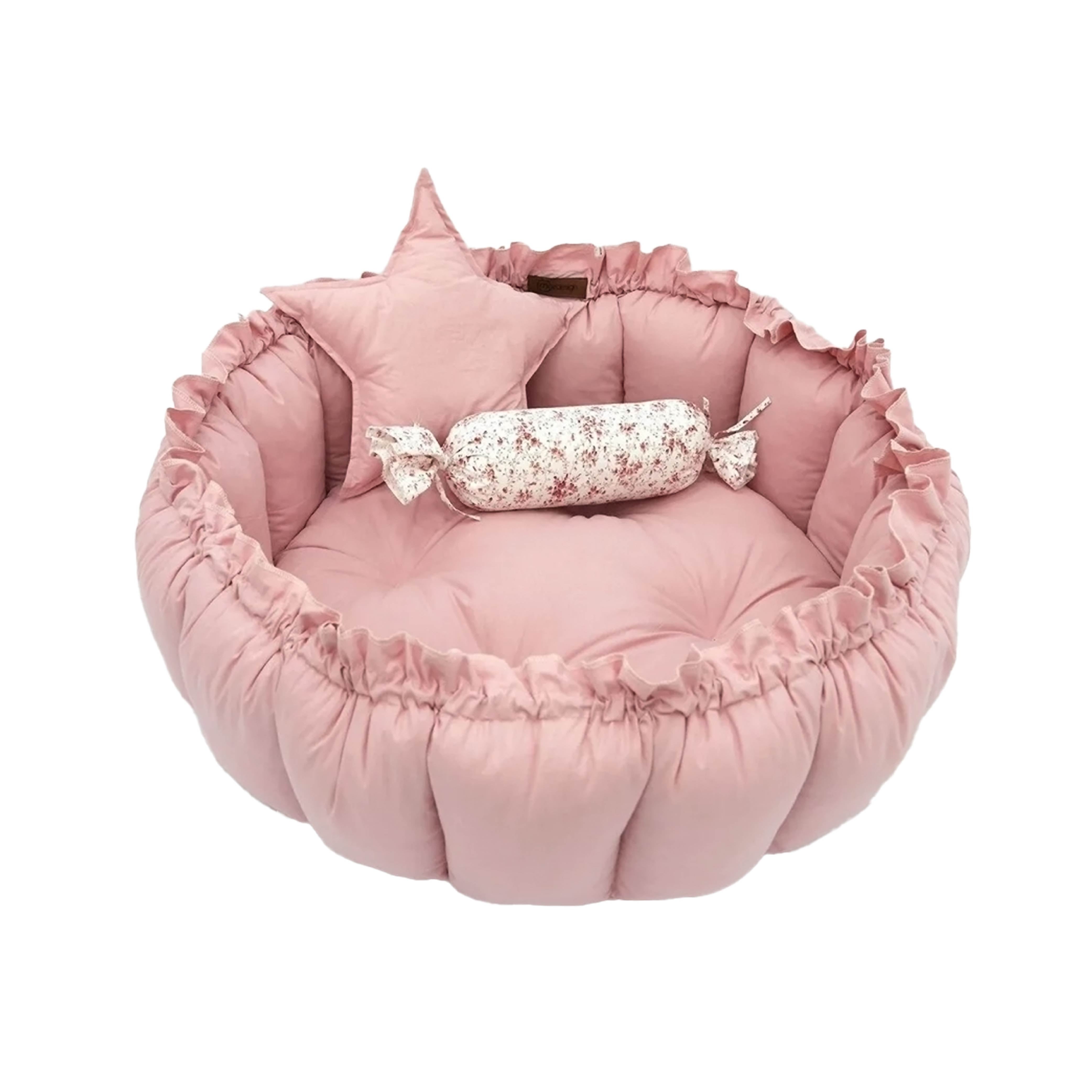 3-in-1 Babynest mit Kissen – Bloom Series | Nest, Spielmatte & Kuschelplatz - pink