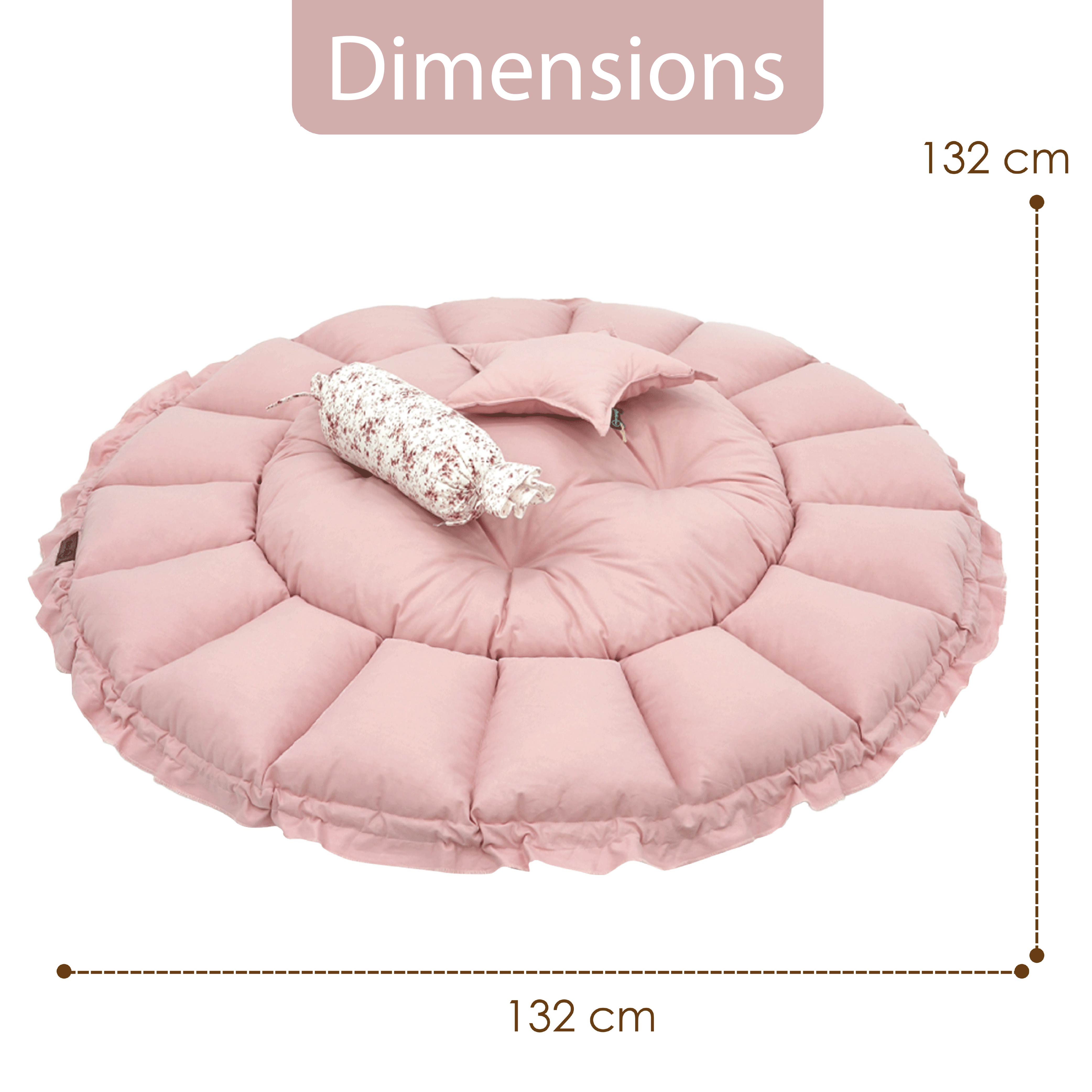 3-in-1 Babynest mit Kissen – Bloom Series | Nest, Spielmatte & Kuschelplatz - pink