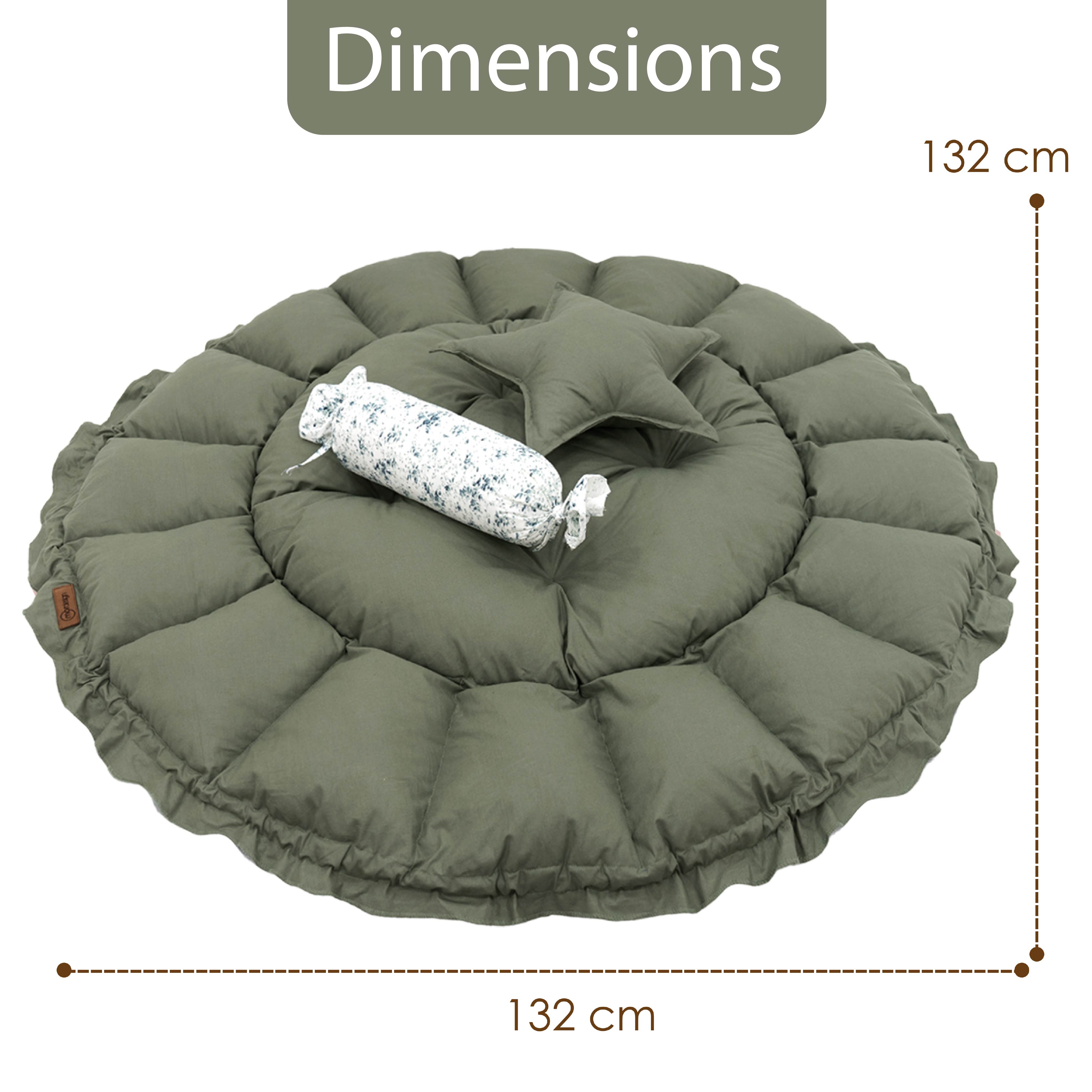 3-in-1 Babynest mit Kissen – Bloom Series | Nest, Spielmatte & Kuschelplatz - dunkelgrün