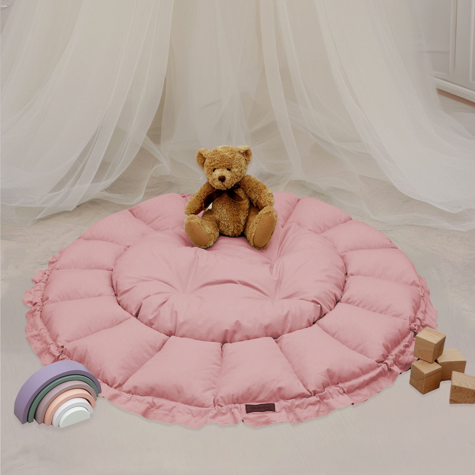 3-in-1 Babynest – Bloom Series | Nest, Spielmatte & Kuschelplatz - pink